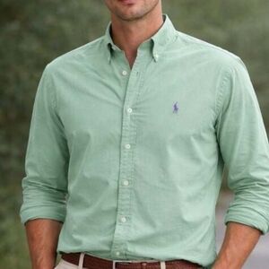 Ralph Lauren Yarmouth  Button-Down Shirt - Mint Green 100% Cotton Size M